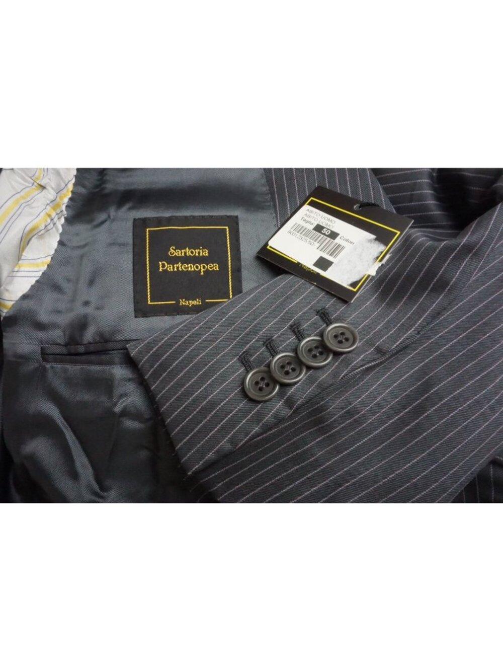 Sartoria Partenopea Gray Stripe Silk Blend 2Pc Suit Jacket Pant 50R EU BRAND NEW